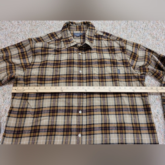 Plaid Men's Shirt in Brown and Tan - Picture 9 of 12